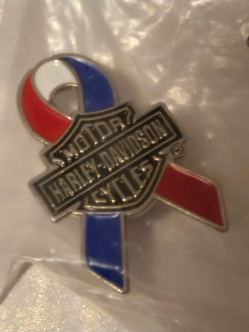 Harley-Davidson Red, White & Blue Ribbon Logo Pin